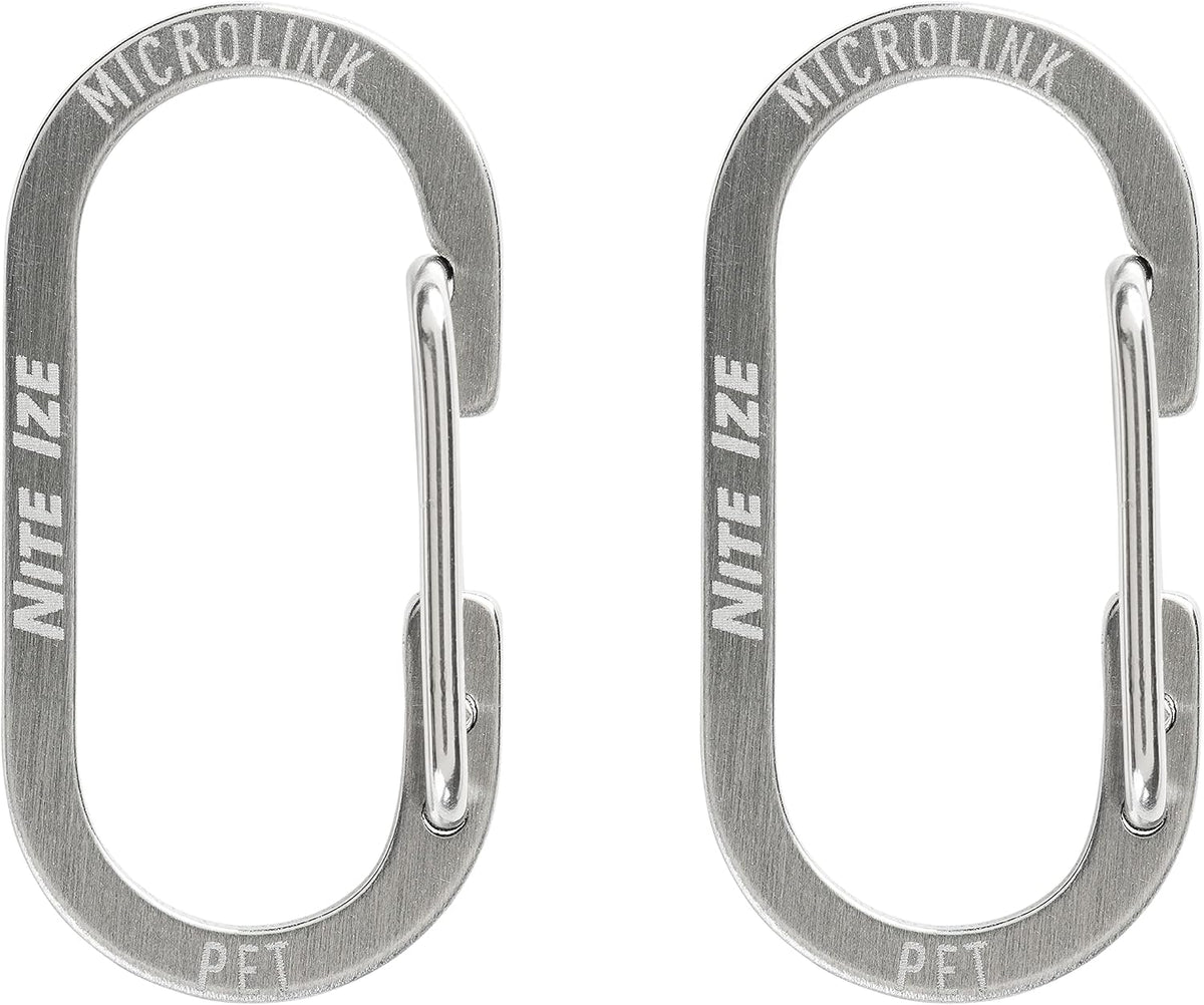 Close up view of the stainless steel wire gate mechanism on the miniature dog tag clip