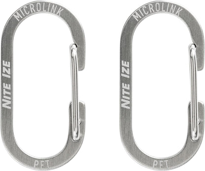 Close up view of the stainless steel wire gate mechanism on the miniature dog tag clip