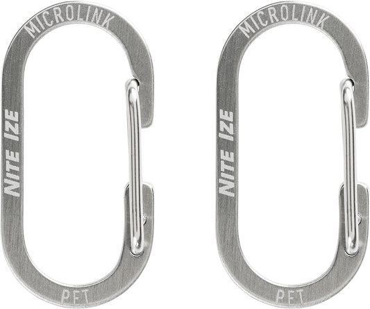 Close up view of the stainless steel wire gate mechanism on the miniature dog tag clip
