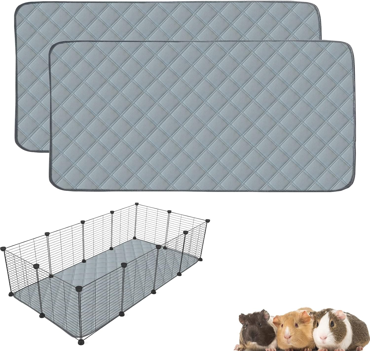 4 Pack Guinea Pig Cage Liners Washable Guinea Pig Bedding Reusable Waterproof Super Absorbent Guinea Pig Pee Pads Anti Slip Mat for Small Animals Rabbit Hamster Rat -28 x 14 Inch - Image 13