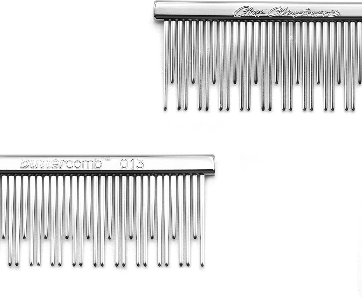 Chris Christensen 6in Cat/Carding Dual Tooth Butter Comb, Groom Like a Professional, Rounded Corners Prevent Friction and Breakage, Solid Brass Spin with Steel Teeth, Chrome Finish - Image 9