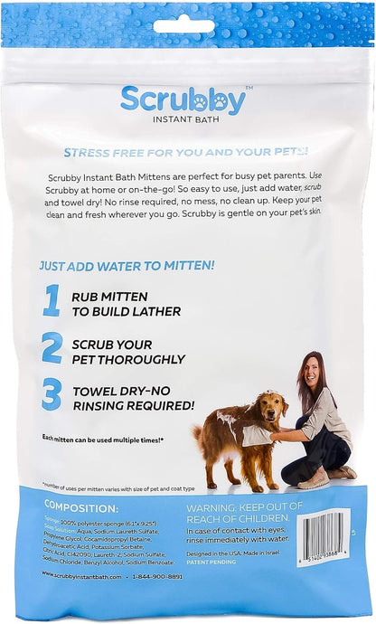 Scrubby Pet water activated grooming gloves for dogs