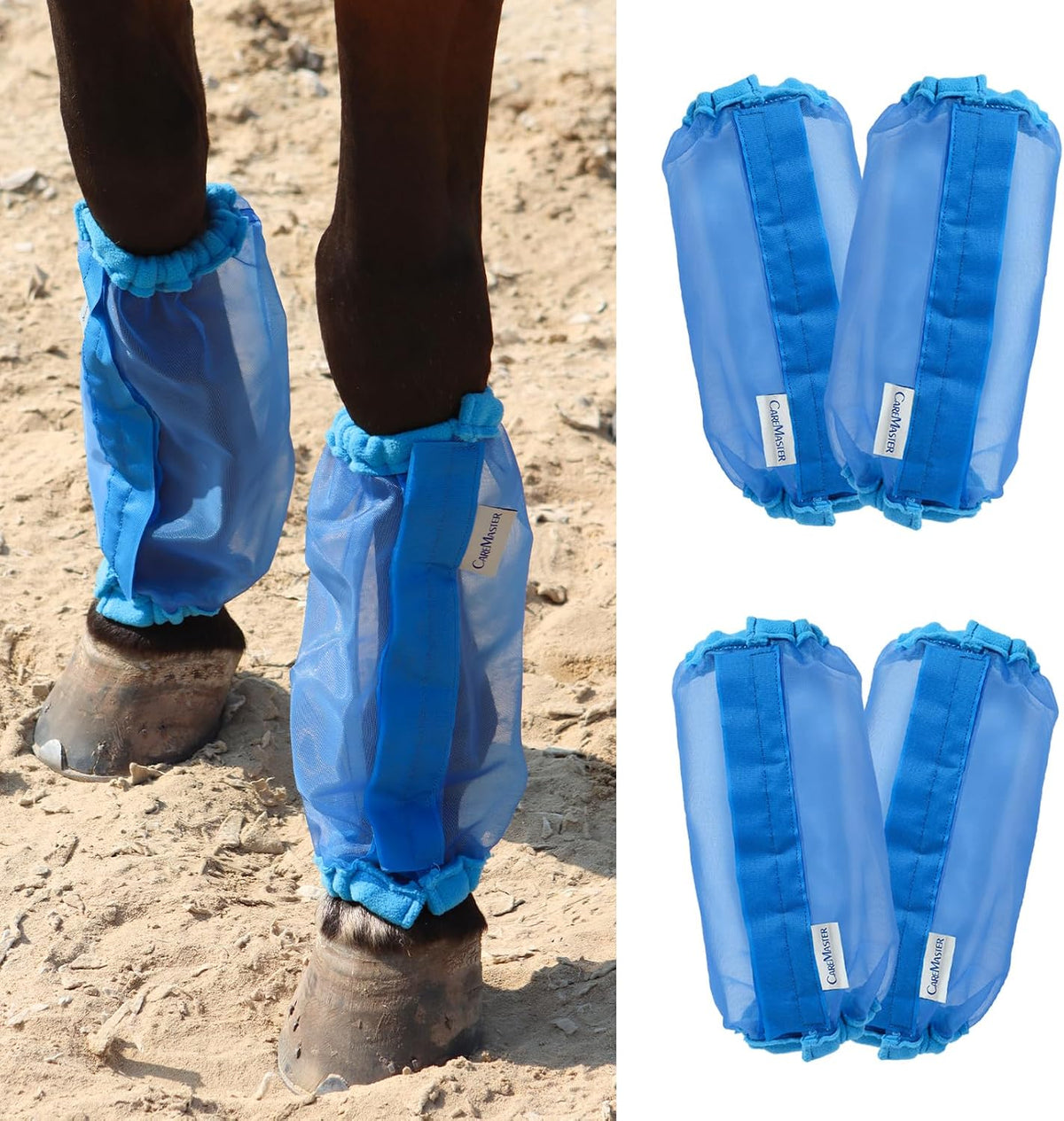 Premium imported purple horse mesh boots laid flat showcasing the universal contoured shape.