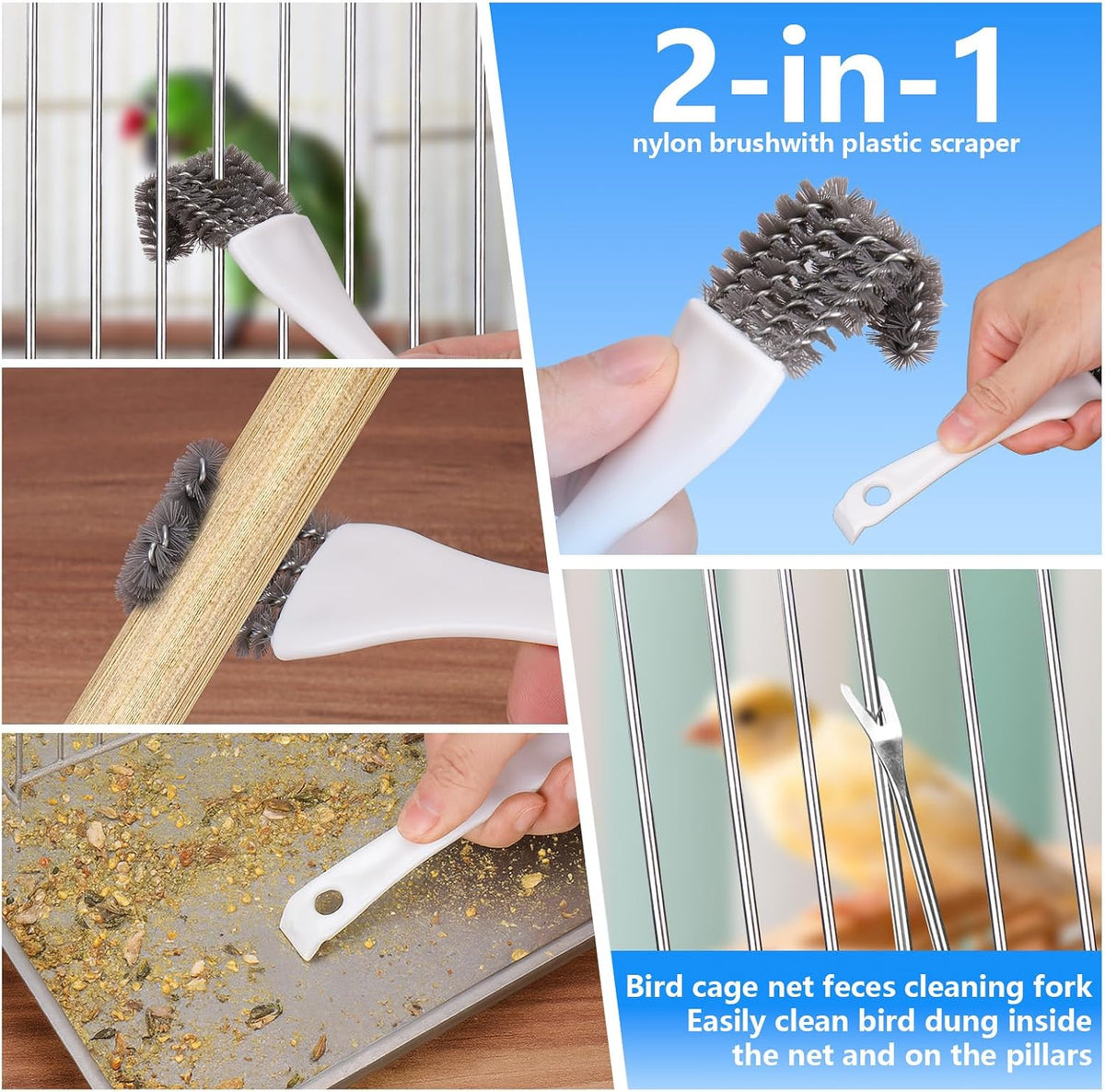 XANGNIER Bird Cage Cleaner Brush Kit Accessories,4 Pcs - Image 5
