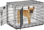 Soft non-slip dog crate tray cover installed inside a metal wire cage