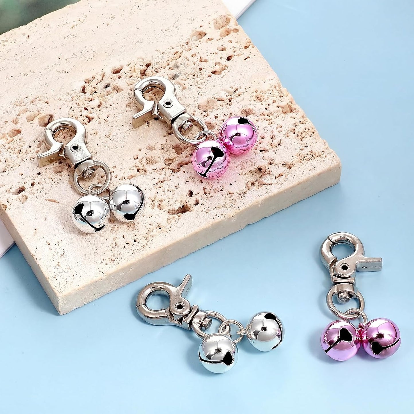 Heavy duty pet collar accessories showing the split key ring attachment method.