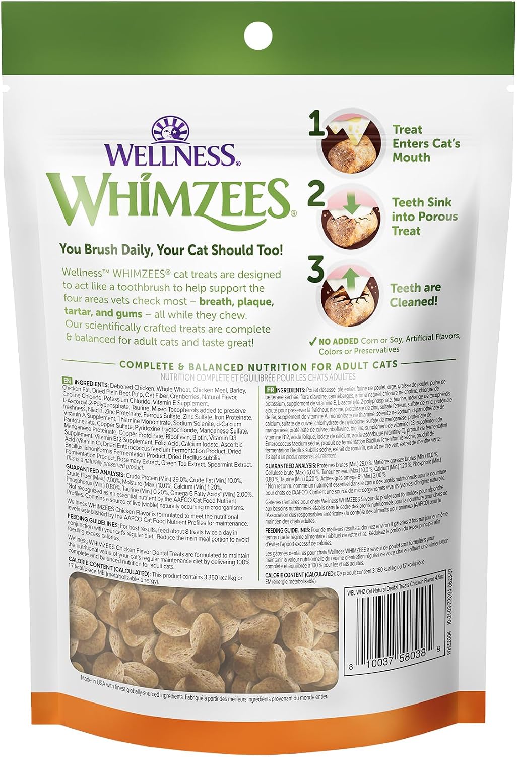Whimzees chicken flavored dental treats for daily oral hygiene