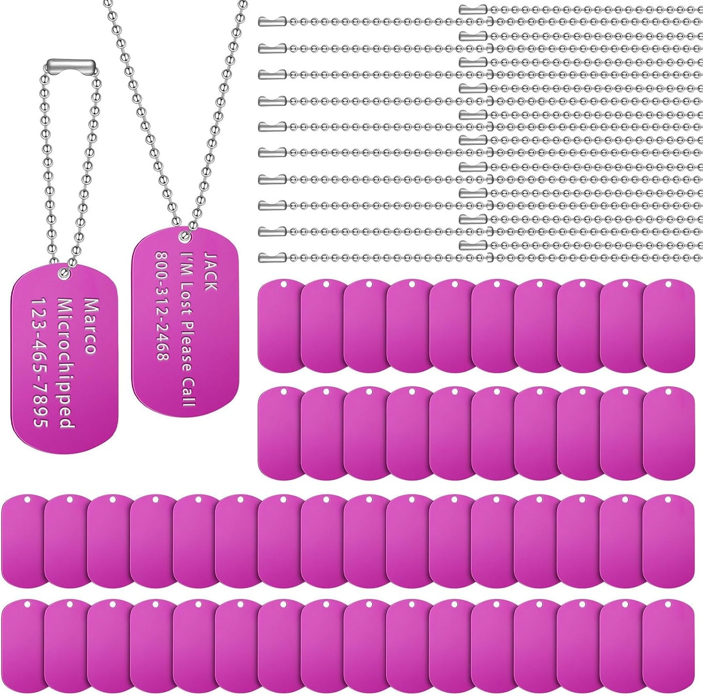Yinkin 200 Pcs Personalized Military Dog Tags Set Including 100 Pcs Aluminum Blank Dog Tags for Engraving 100 Ball Steel Chain Rectangle Metal Blank Stamping Label for DIY Craft(Black) - Image 11