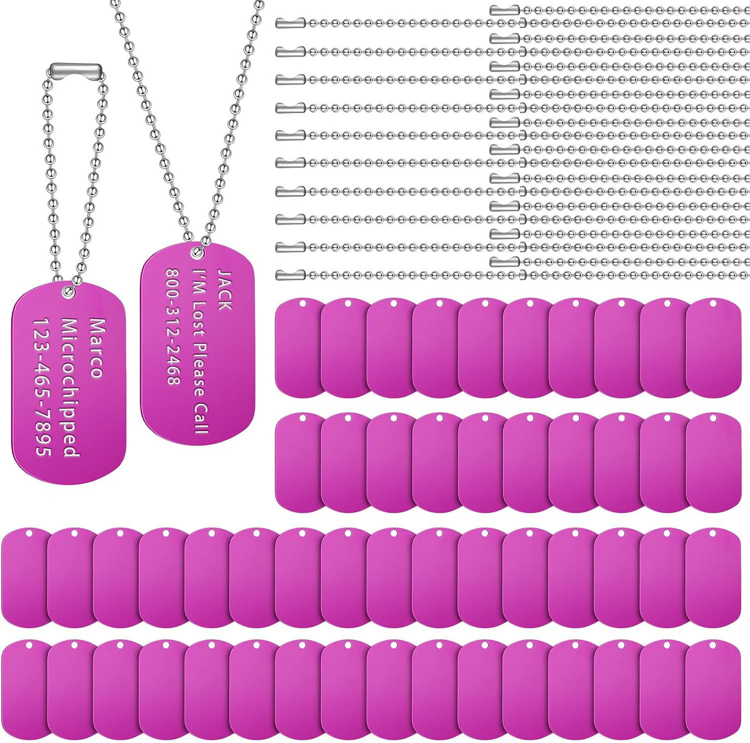 Yinkin 200 Pcs Personalized Military Dog Tags Set Including 100 Pcs Aluminum Blank Dog Tags for Engraving 100 Ball Steel Chain Rectangle Metal Blank Stamping Label for DIY Craft(Black) - Image 11