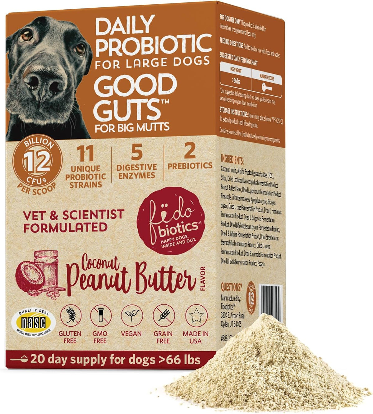 Fidobiotics Good Guts Probiotics for Dogs - Dog Probiotic Powder for Digestive Health, Gas Relief & Firmer Stools, 6B CFUs, Enzymes & Prebiotics, Medium Dogs, Puppies & Adults - Image 14