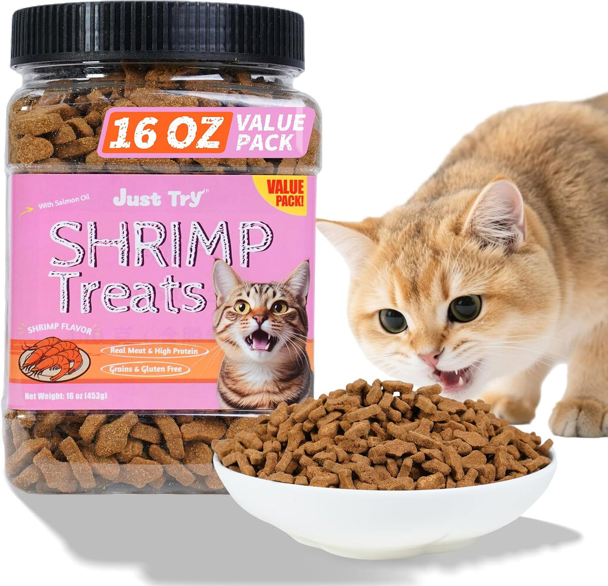 Just Try Cat Treats for Indoor Cats Hairball Control Natural Salmon Healthy Cat Grass Treats Kitten Snacks Training Biscuits Catnip for Cats Dental Care 13.4 OZ - Image 11