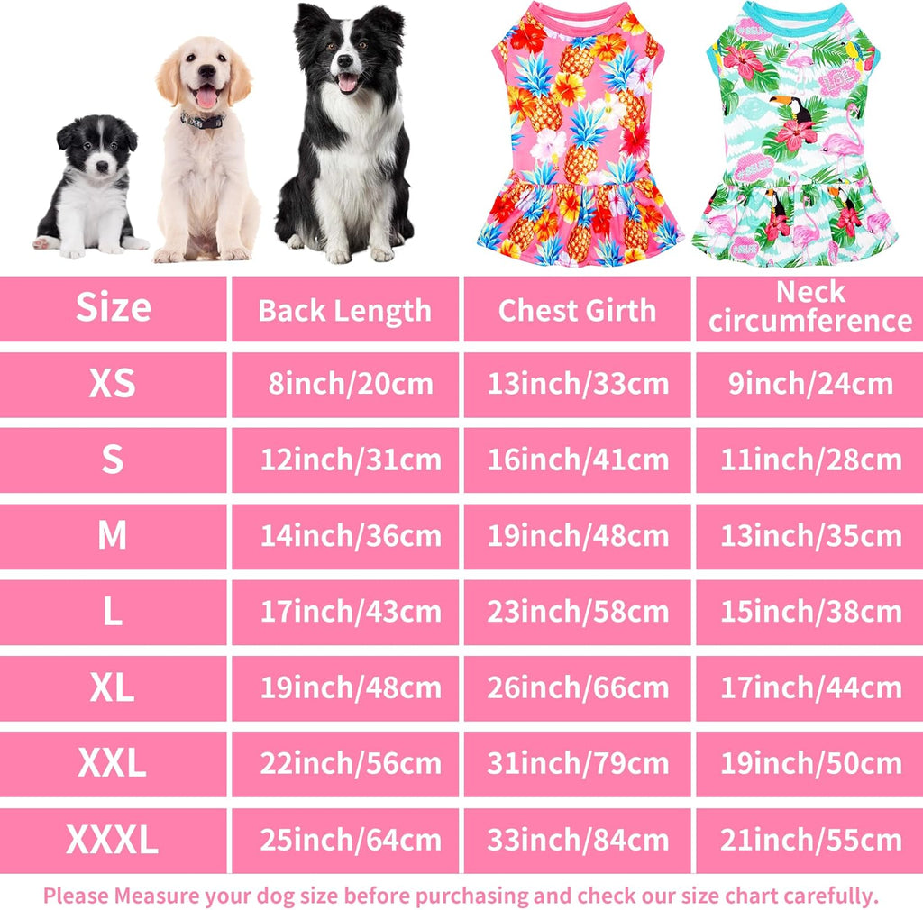 JpGdn summer pet sundress green tropical floral pattern for small female puppies.