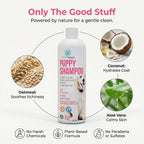 Natural coconut oil and oatmeal ingredients for dog grooming