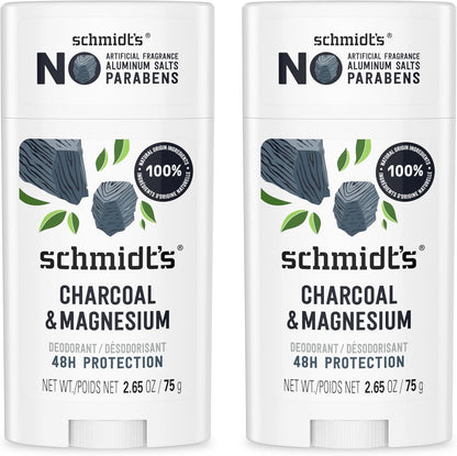 Schmidt's Aluminum-Free Vegan Deodorant Charcoal and Magnesium front pack view