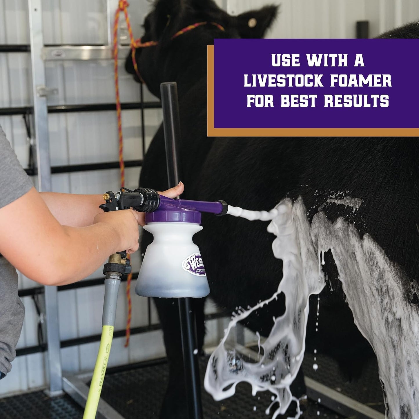 Weaver Leather livestock foaming shampoo back label and usage instructions