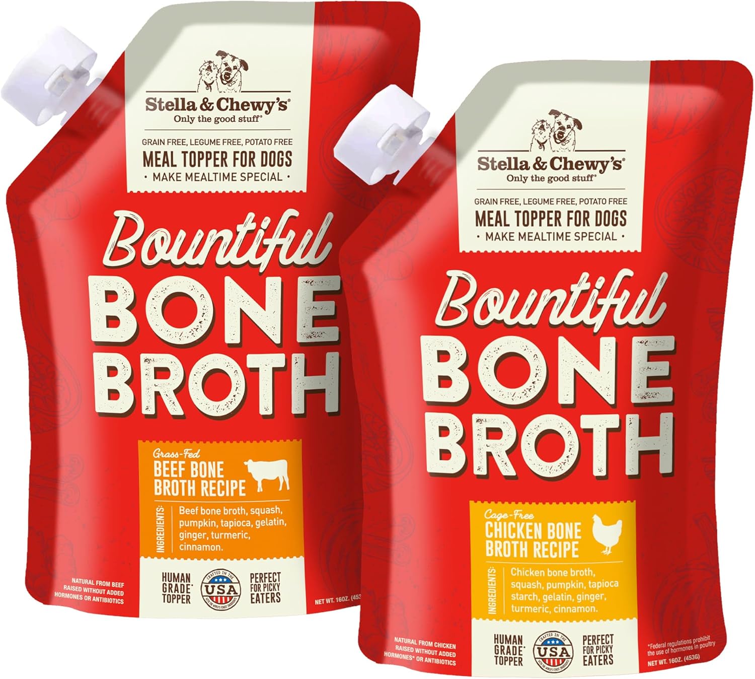 Stella & Chewy's Human-Grade Grass-Fed Beef Bone Broth for Dogs - Joint & Gut Health Liquid Food Topper with Collagen & Turmeric, 16 Fl Oz Resealable Pouch (Pack of 6) - Image 10