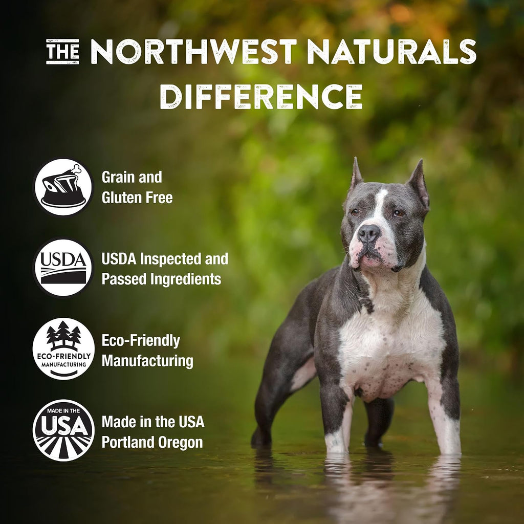 Northwest Naturals high protein raw diet beef meal solutions for small and large dog breeds.