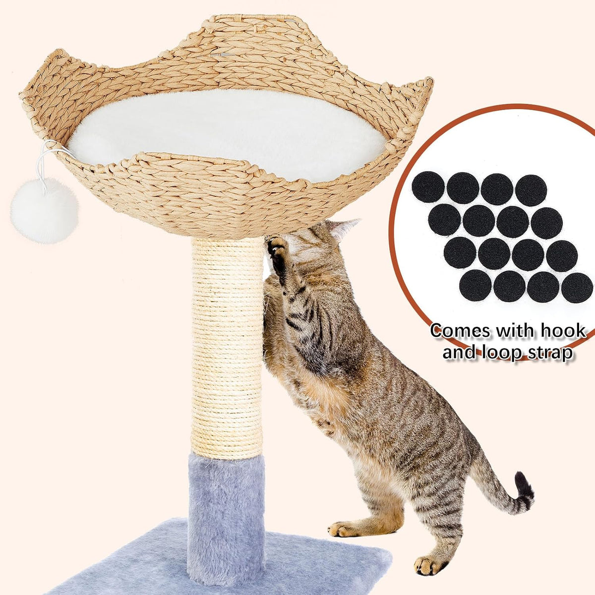 Non-slip bottom detail of Abbylike round pet bed cushion