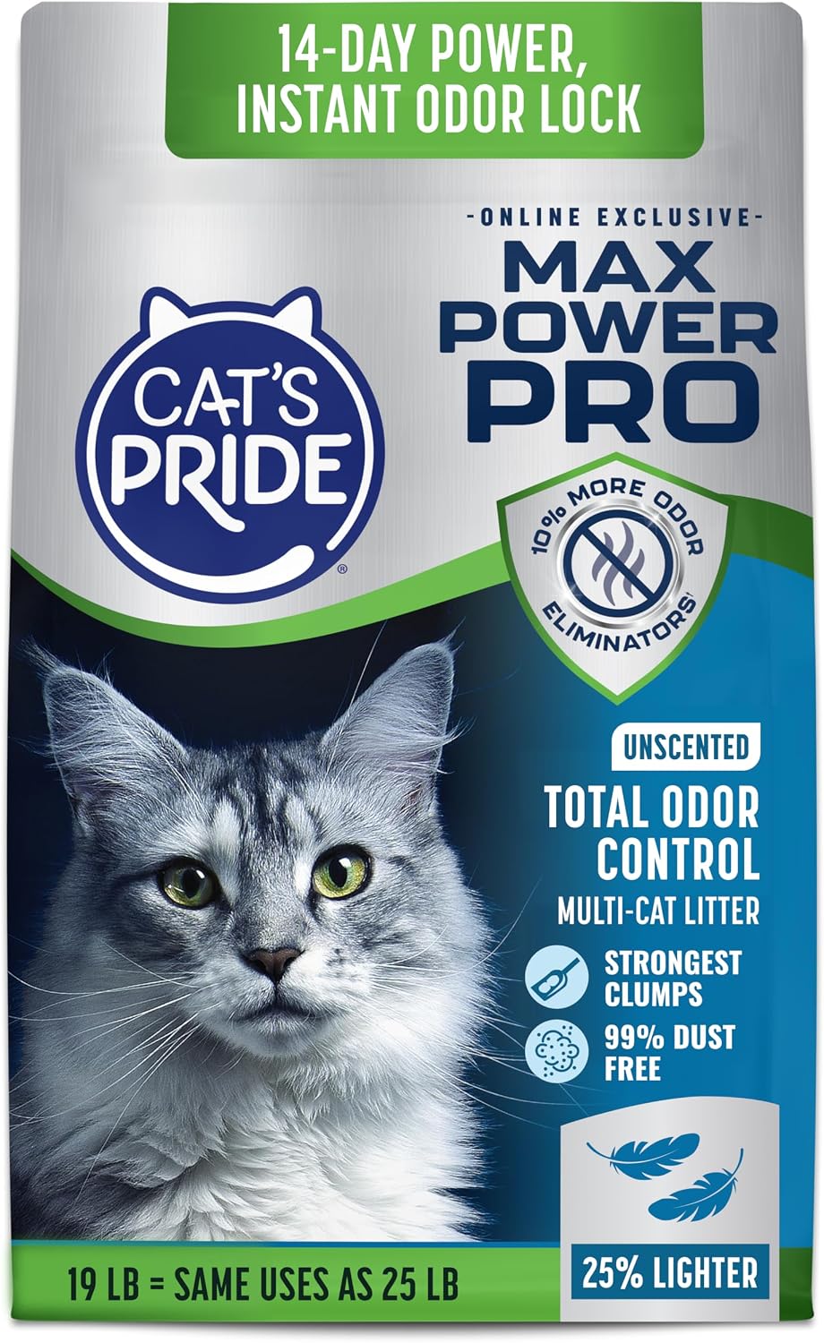 Cat's Pride Max Power: Total Odor Control - Up to 10 Days of Powerful Odor Control - Strong Clumping - Hypoallergenic - 99% Dust Free - Multi-Cat Litter, Unscented, 15 Pounds - Image 11