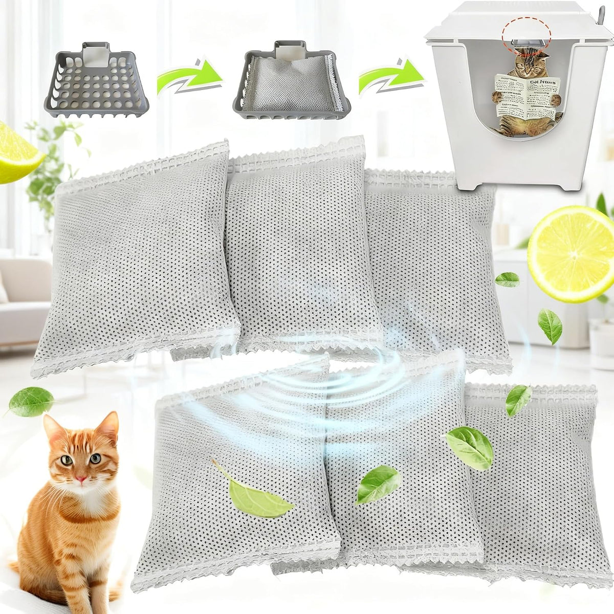 PurifyLogix 6 Pack Activated Charcoal Odor Absorber Bags front view premium pet air purifier