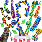 SHARLOVY Large Tough Chew Toys for Aggressive Chewers Large Breed,Heavy Duty Dental Rope Toys Kit for Medium Dogs,5 Knots Indestructible Cotton Puppy Teething Chew Tug Toy Set of 9 - Image 10