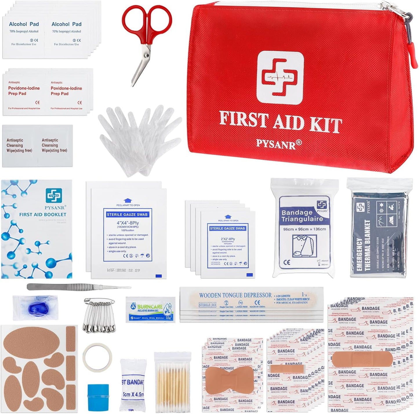 PYSANR Small First Aid Kit front view of red emergency bag