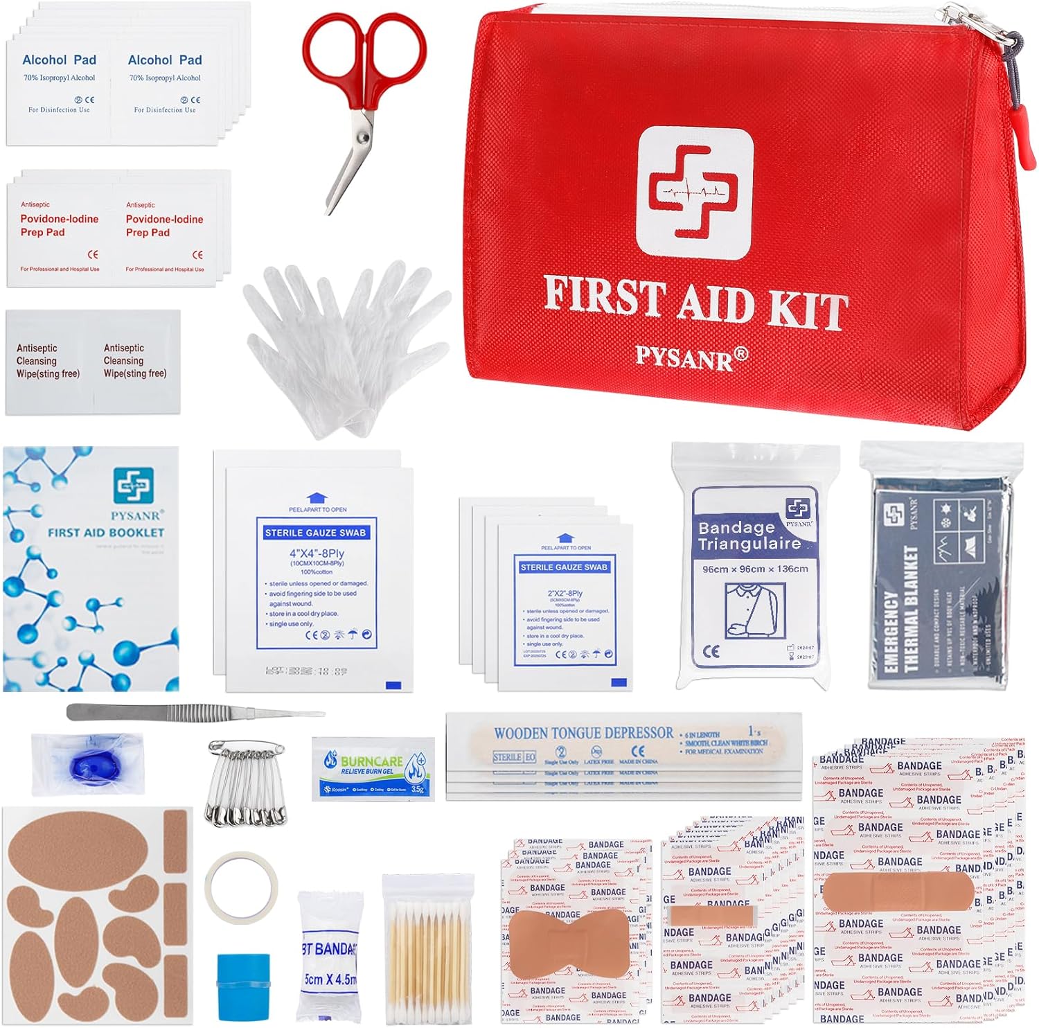 PYSANR Small First Aid Kit front view of red emergency bag