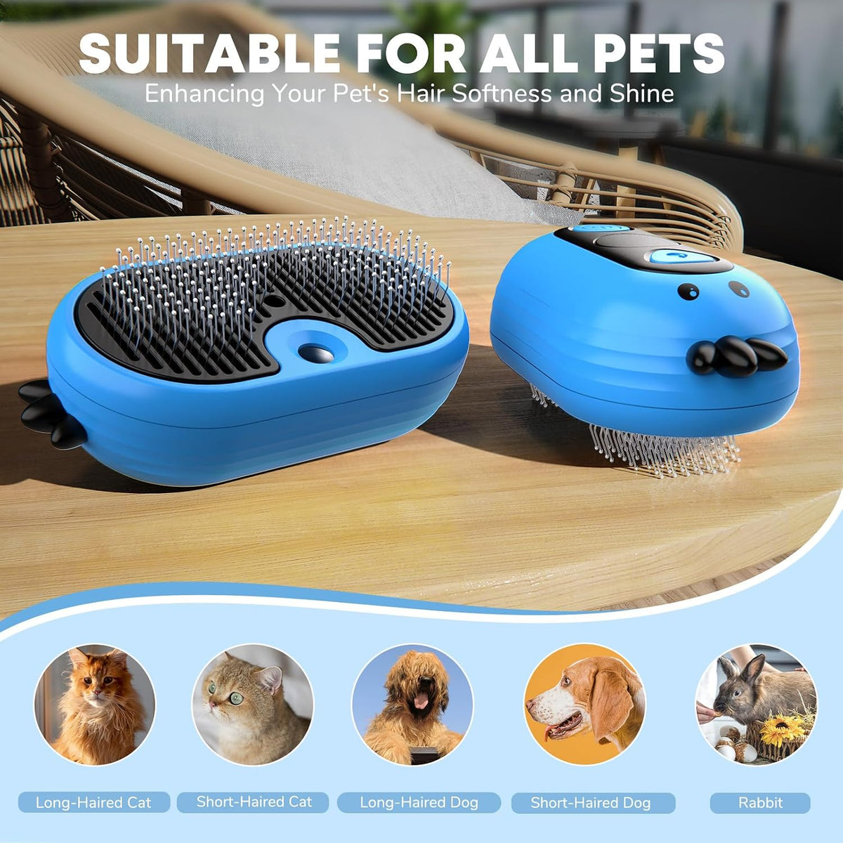 IVYQXG multifunctional steam brush for long and short haired pets