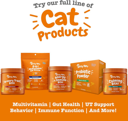 Authentic USA imported Zesty Paws cat vitamins for skin and digestive health