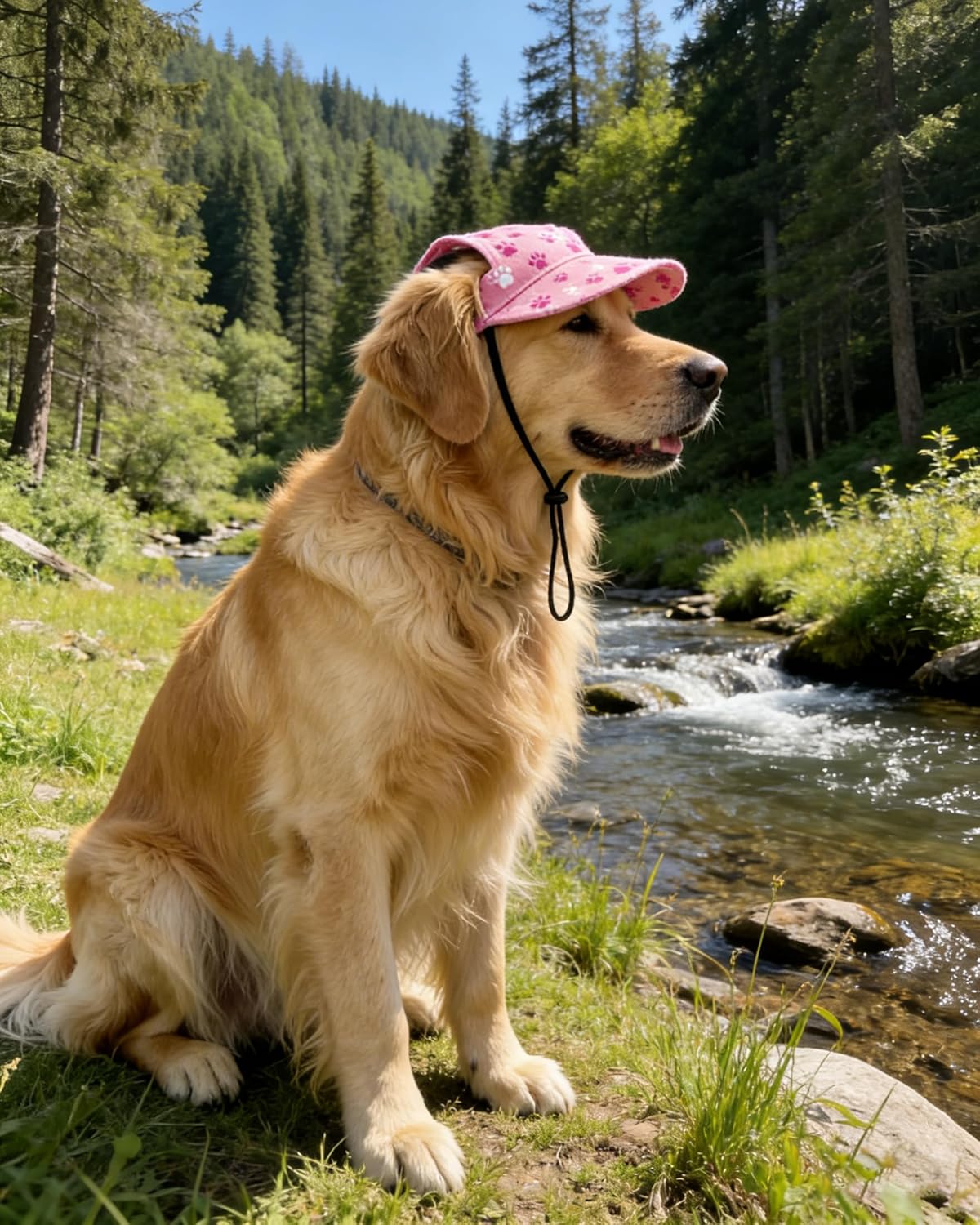 Lifestyle shot of cat wearing Pet Show baseball cap