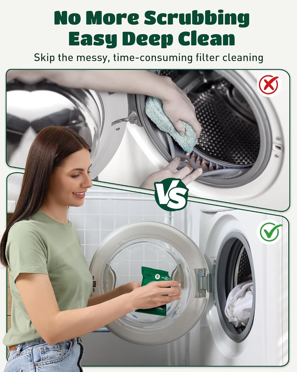 Washing machine cleaner for dog and cat hair