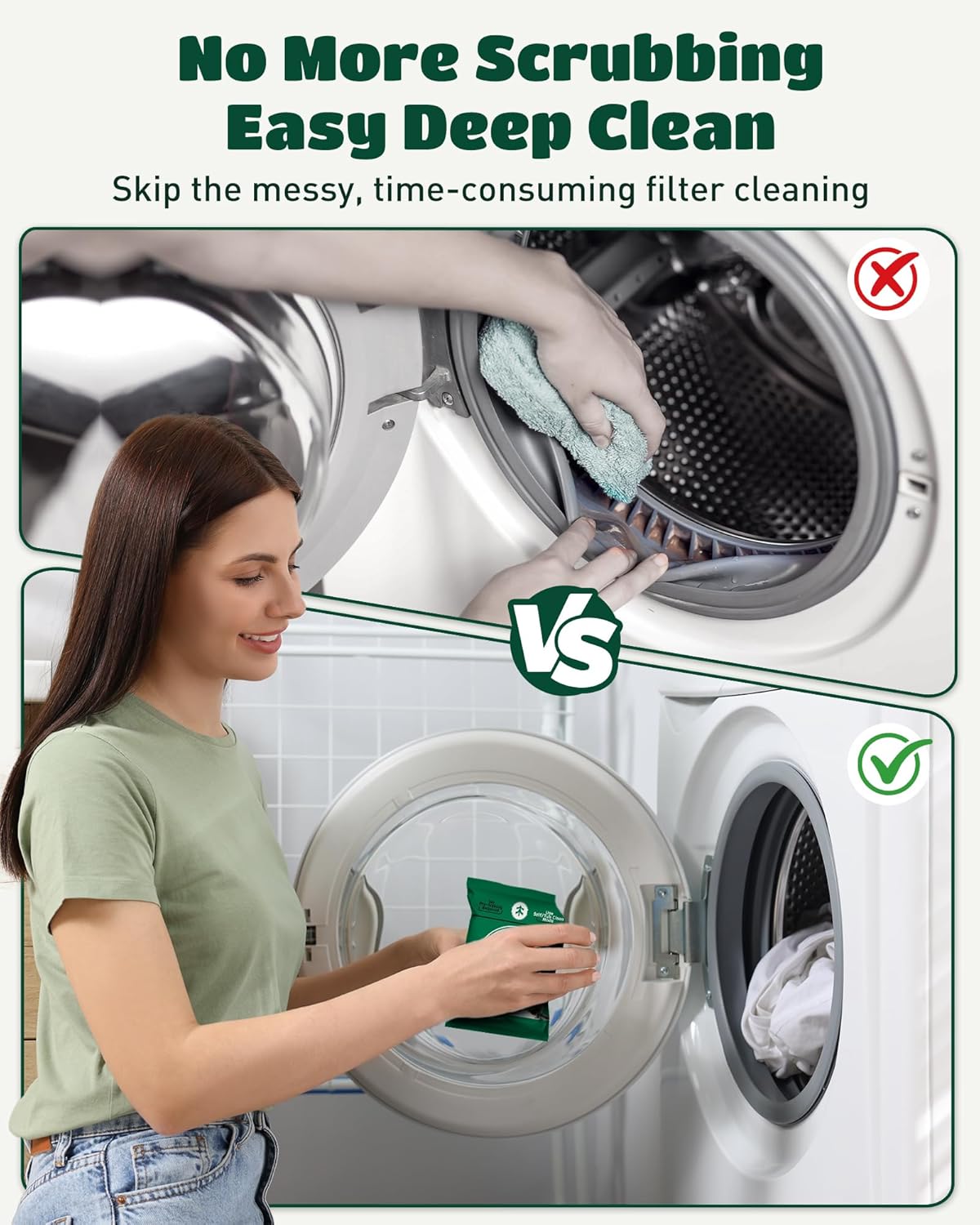 Washing machine cleaner for dog and cat hair