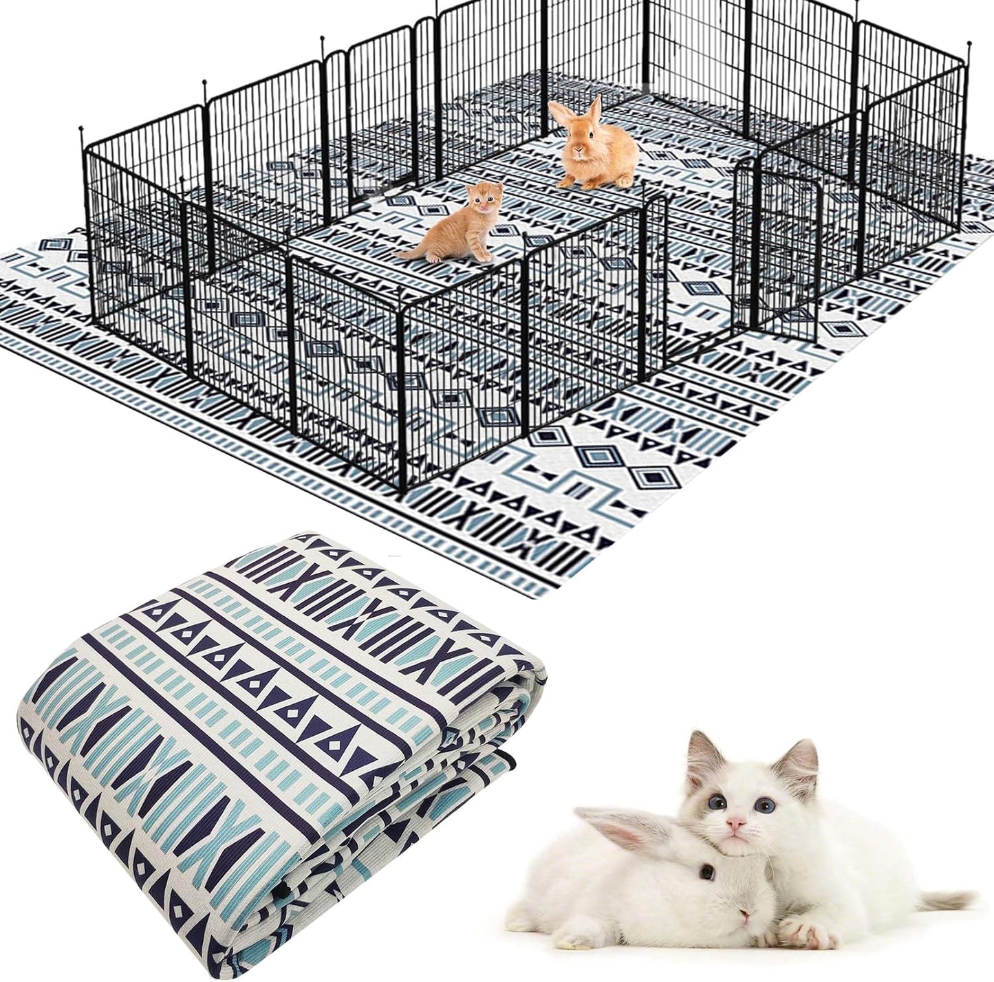 BNOSDM 79" X 55" Large Bunny Cage Liner Washable Reusable Big Rabbit Pads Floor Mat for Rabbits Anti Slip Rug for Bunnies, Pet Carpet for Chinchillas Cats Guinea Pigs Ferrets Dogs - Image 15