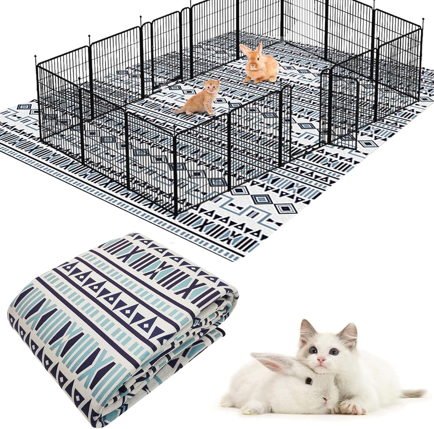 BNOSDM 79" X 55" Large Bunny Cage Liner Washable Reusable Big Rabbit Pads Floor Mat for Rabbits Anti Slip Rug for Bunnies, Pet Carpet for Chinchillas Cats Guinea Pigs Ferrets Dogs - Image 15