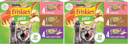 Purina Friskies Wet Cat Food Pate Variety Pack Salmon Dinner, Turkey and Giblets Dinner and Mixed Grill - (2 Packs of 12) 5.5 oz. Cans - Image 11