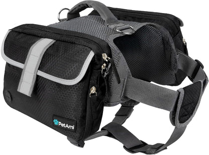 PetAmi Dog Backpack for Medium Large Dogs, Dog Saddle Bag For Dogs to Wear, Tactical Harness Saddlebag with Reflective Safety Side Pockets for Hiking, Camping, Vest Dog Pack for Travel (Black, Medium) - Image 13