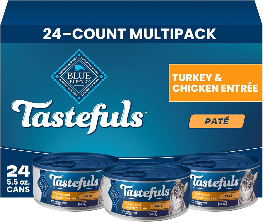 Blue Buffalo Tastefuls Wet Cat Food Pat Variety Pack (Chicken, Turkey & Chicken, Ocean Fish & Tuna) for Adult Cats, Made with Natural Ingredients, 5.5-oz. Each (24 Cans) - Image 12