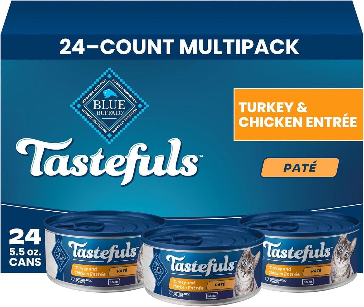 Blue Buffalo Tastefuls Wet Cat Food Pat Variety Pack (Chicken, Turkey & Chicken, Ocean Fish & Tuna) for Adult Cats, Made with Natural Ingredients, 5.5-oz. Each (24 Cans) - Image 12