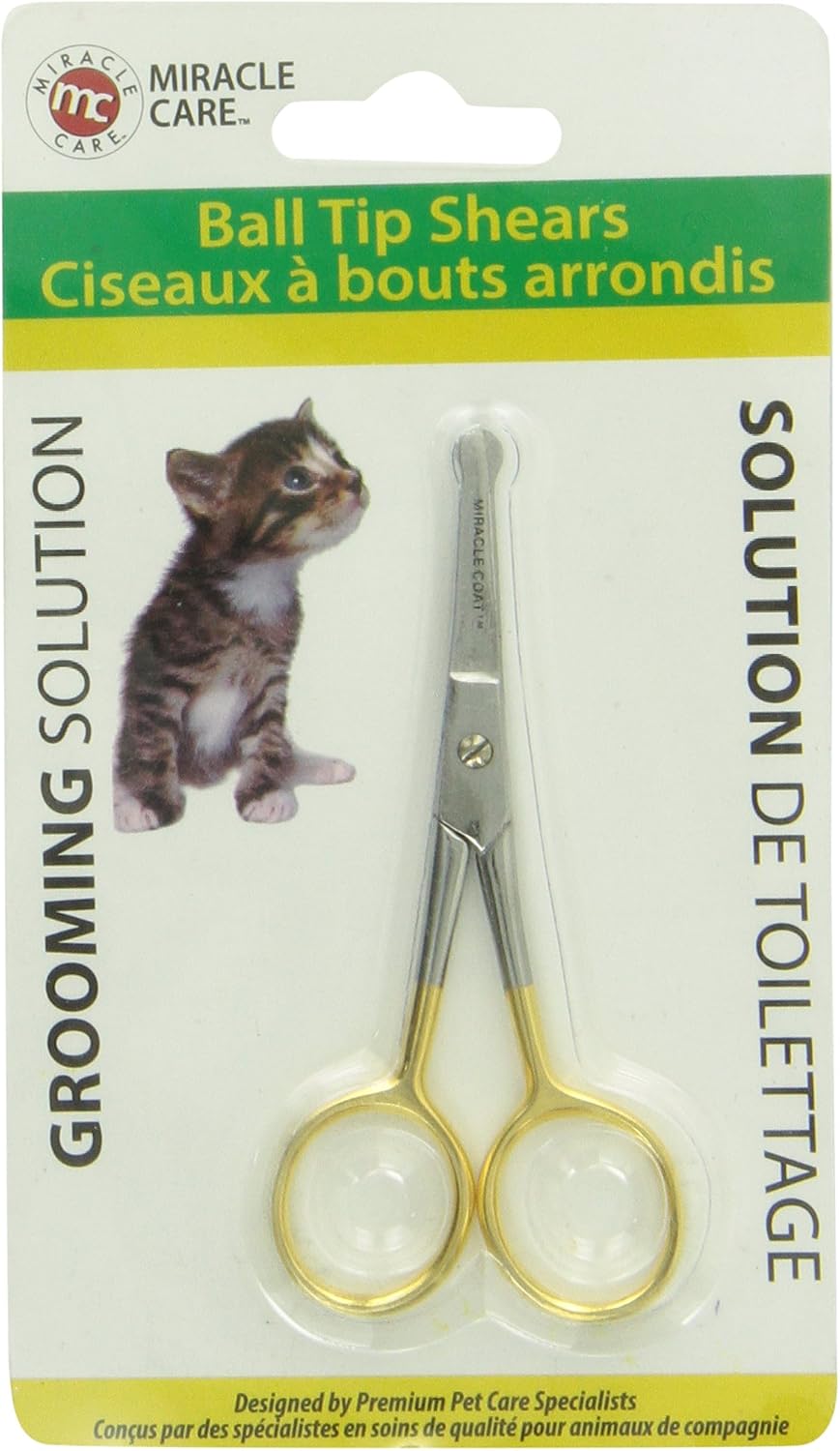 Miracle Care 4 inch pet grooming scissors showing rounded safety tips