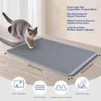 Durable scratch resistant gray cat litter tray mat for scatter control.
