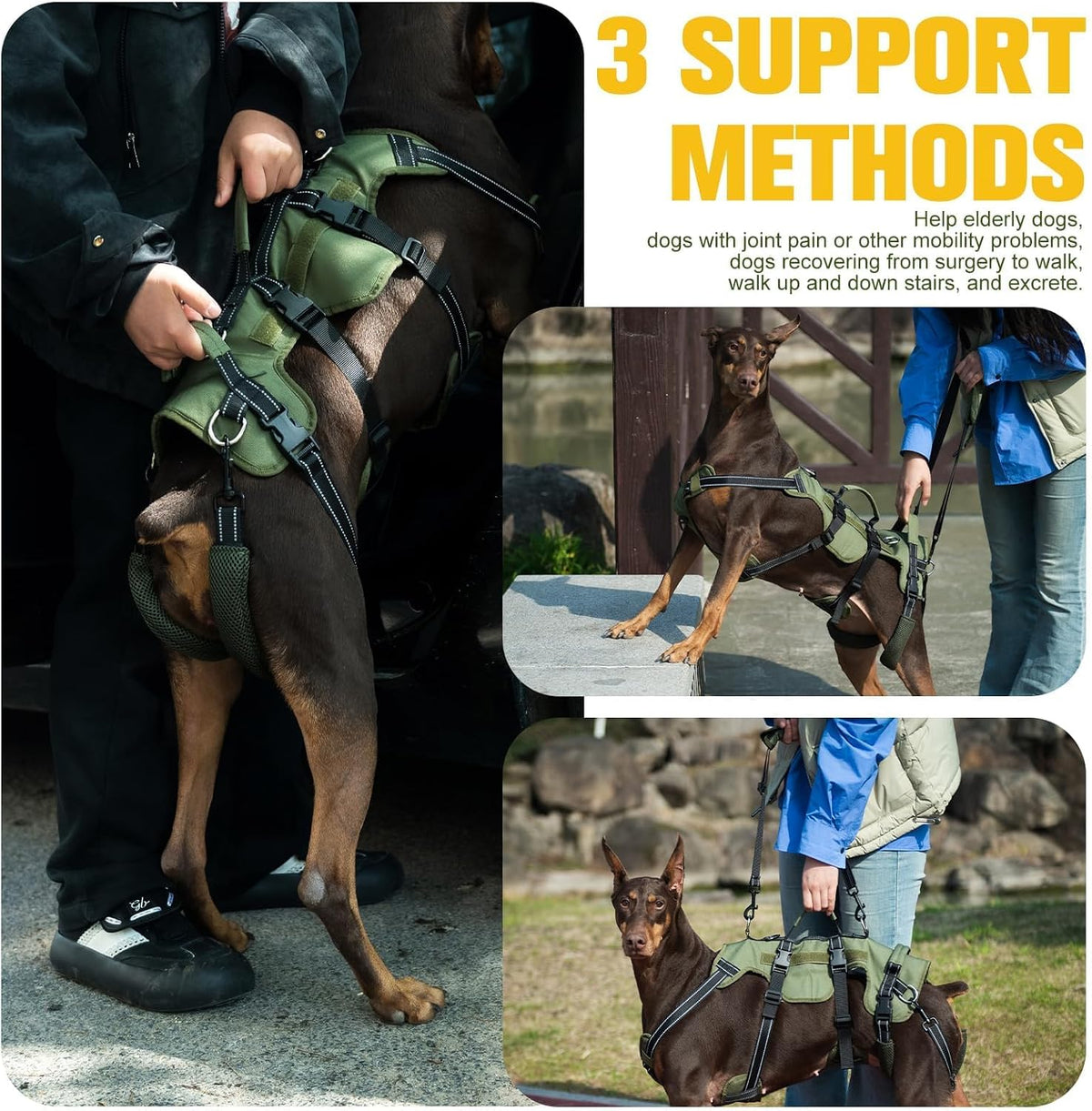 Side view of Bingpet rehabilitation dog sling with handles