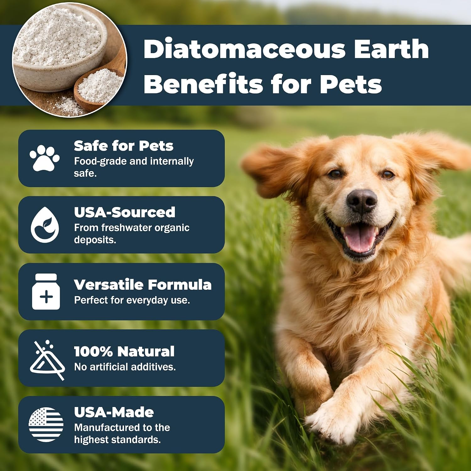 Natural chemical free pet care powder for dog digestive cleanse and detox