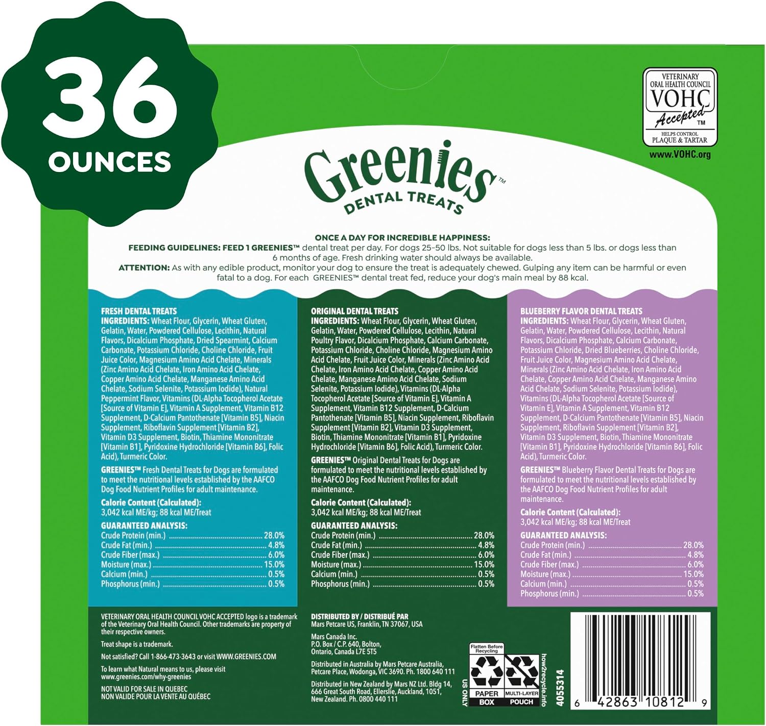 Greenies Veterinarian-Recommended Natural Dental Dog Treats, Dental Chews For Dogs, Regular Size, Variety Pack Flavor, (3) 12 oz. Packs, 36 Count - Image 10