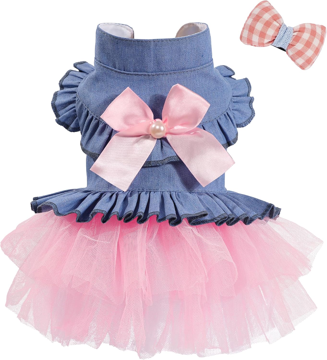 SIMCAPY dog dress denim princess tutu front view