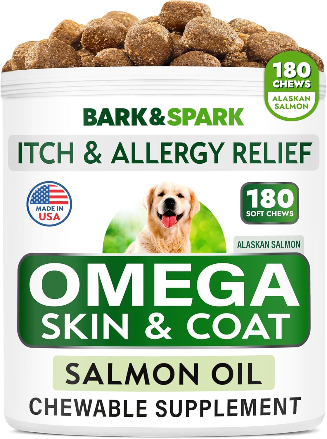 BARK&SPARK Dog Allergy Relief Soft Chews for Skin Health & Seasonal Allergies - Anti-Itch Supplement w/Omega-3, Quercetin & Bromelain Immune Treats for Dry Skin & Hot Spots - Chicken Liver - 180ct - Image 15