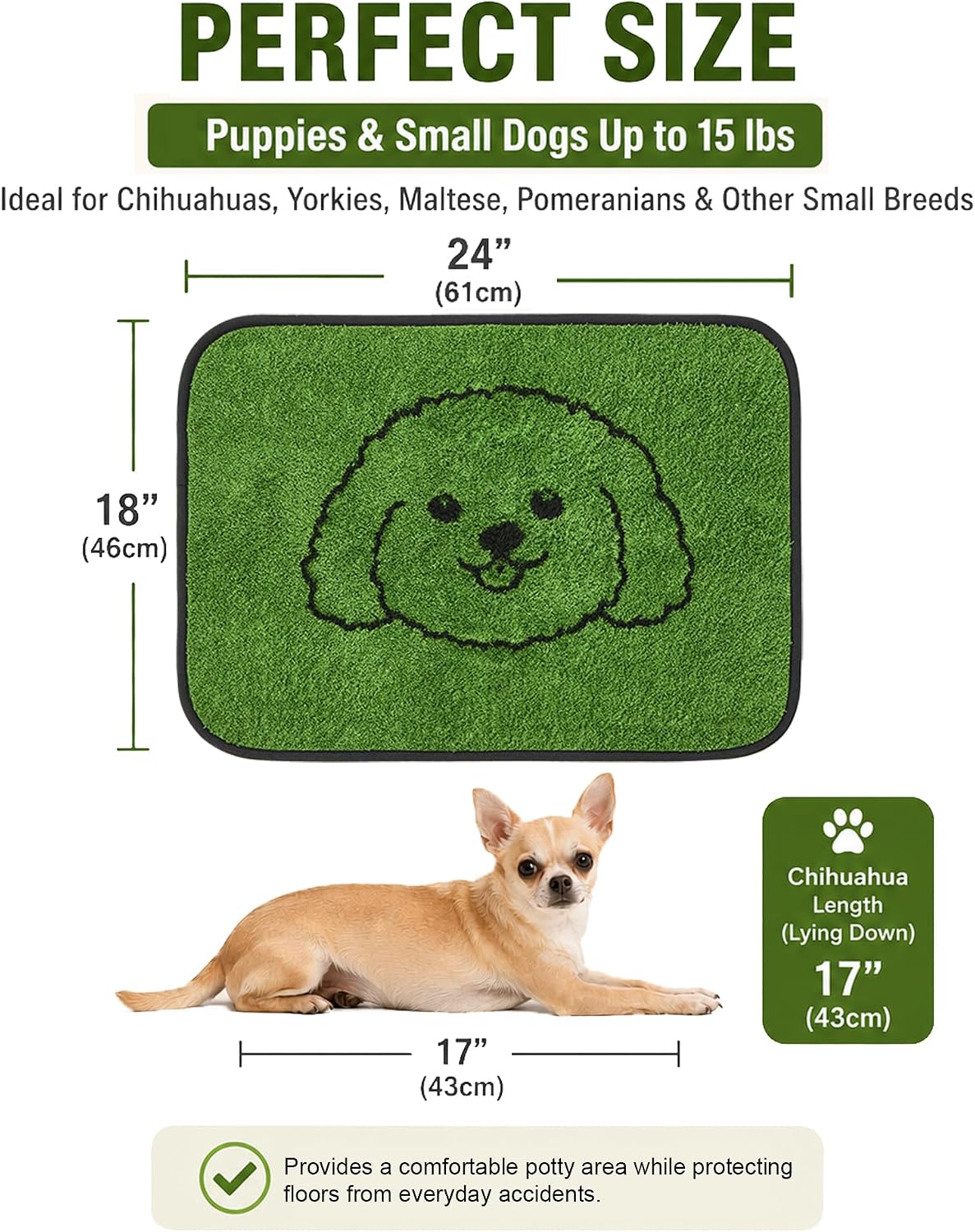 Non-slip rubber backing of Qeils reusable dog pad
