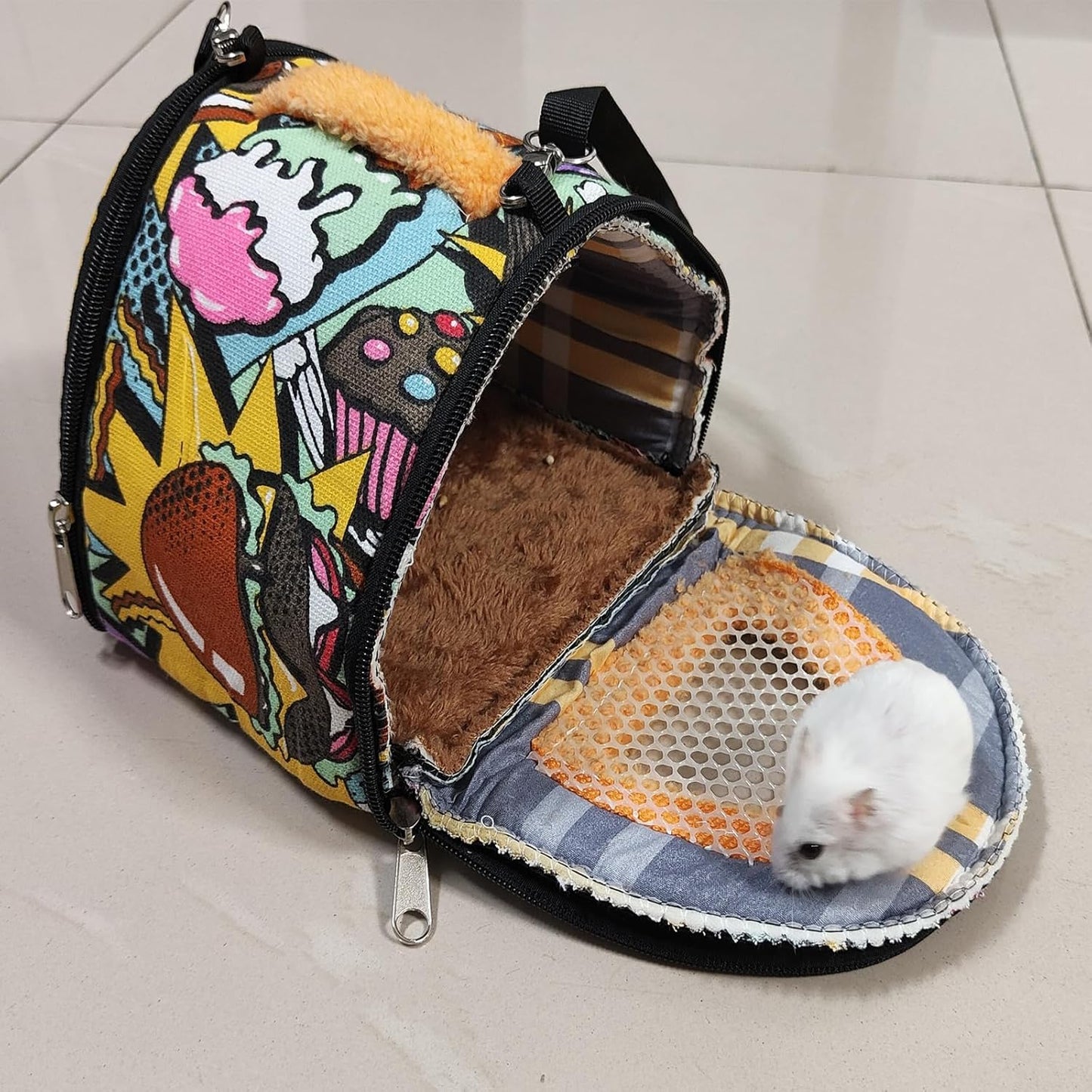Hamiledyi Hamster Carrier Bag Gerbil Outgoing Travel Pouch Sugar Glider Breathable Carrying Strap with Zipper Suitable for Rat Hamster Mice - Image 5