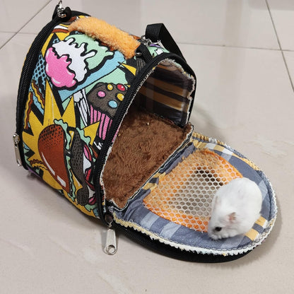 Hamiledyi Hamster Carrier Bag Gerbil Outgoing Travel Pouch Sugar Glider Breathable Carrying Strap with Zipper Suitable for Rat Hamster Mice - Image 5