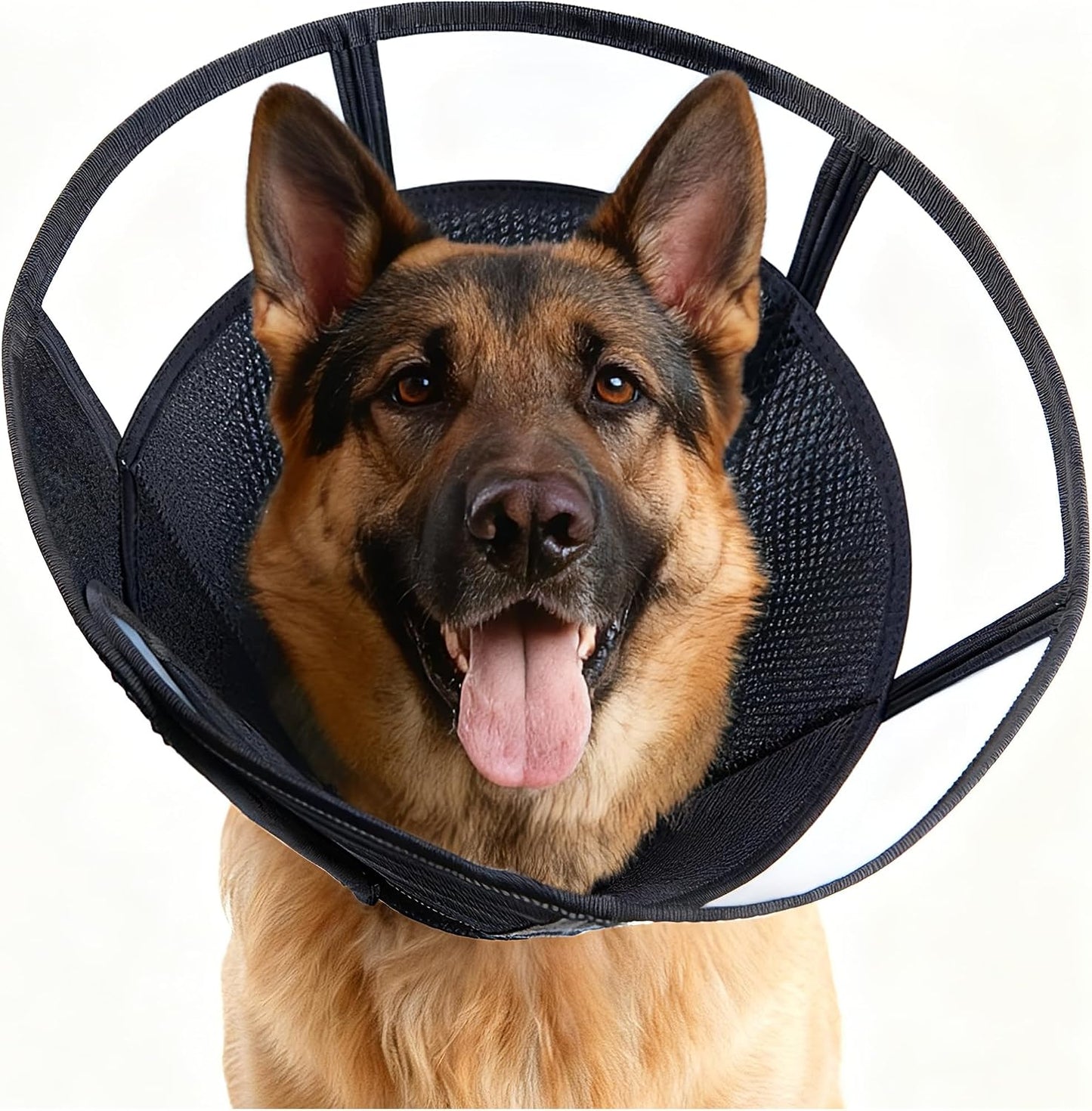 Soft Dog Cone, Stop Licking Deep Pet Recovery Collar After Surgery for Large Medium Dogs, Clear Plastic Breathable Elizabethan Head Neck Circle, Adjustable Comfortable Cones 25cm /10" Long (L Black) - Image 14