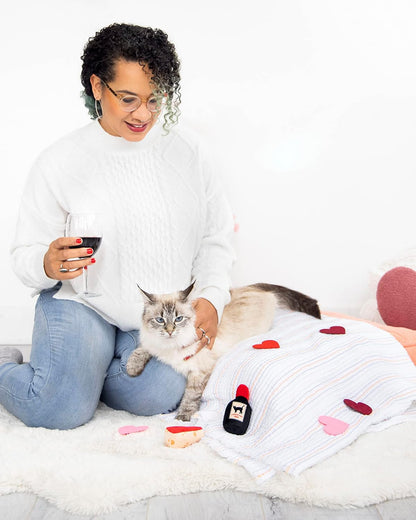 Pearhead Pet Cheese & Wine Cat Toys Set of 2 - Plush Catnip Toys with Crinkle & Rattle, Valentine's Day Interactive Cat Toys for Indoor Cats - Image 9